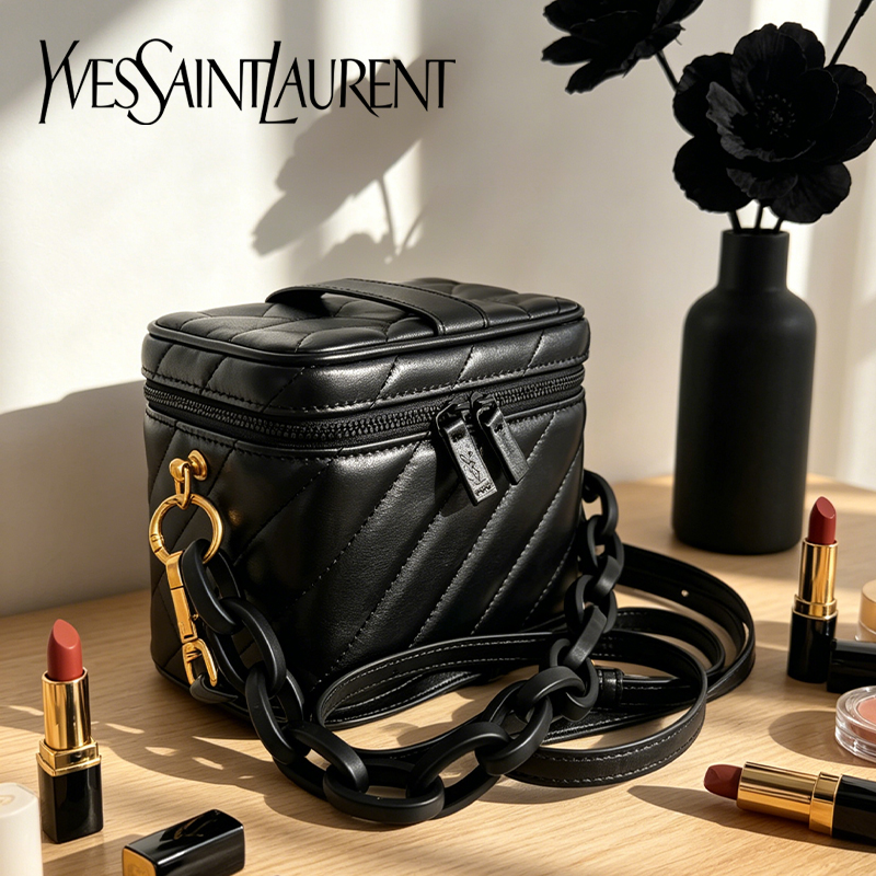 Luxury Designer Bags Ysl - Косметичка Yves Saint Laurent черная стеганая