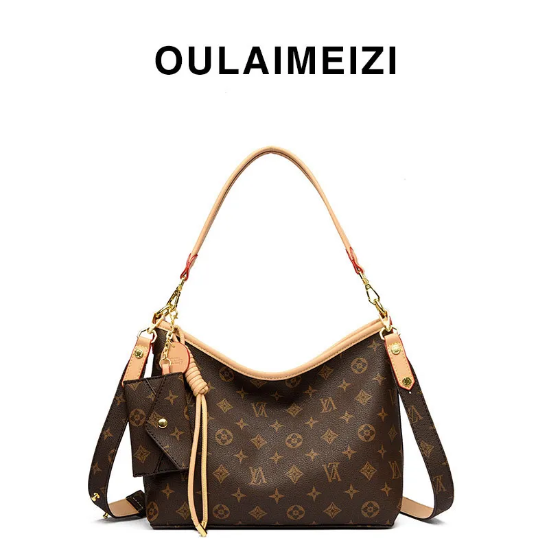 Tote Bag Leather Monogram - Дизайнерская легкая винтажная холщовая сумка-хобо с