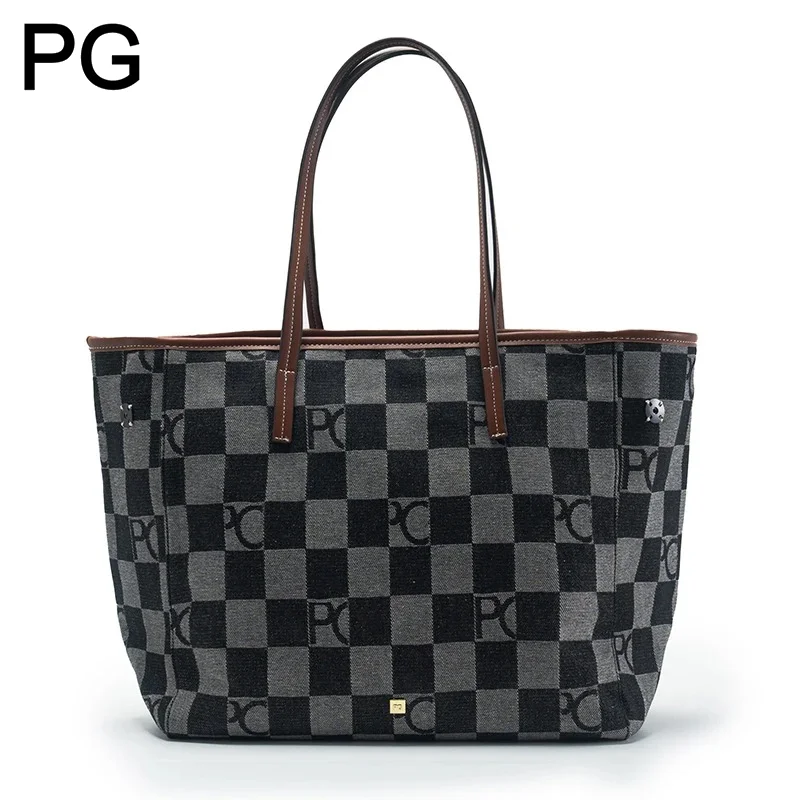 Tote Bag Leather Monogram - Сумка-тоут PG Checkerboard Monogram для женщин,