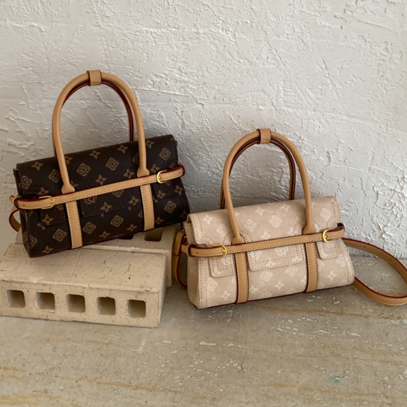 Tote Bag Leather Monogram - Классическая винтажная мини-сумка-тоут с монограммой, модная